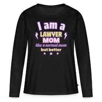 Maman avocate, cadeau de fête des mères - T-shirt manches longues Premium bio Femme - noir - Devant - Julia (174cm)