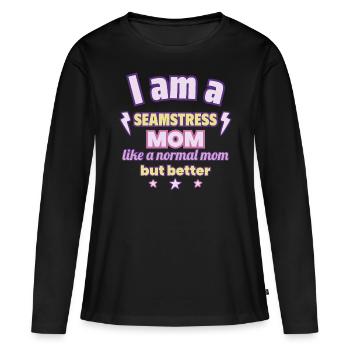 Dressmaker Mom, Mother's Day Gift, Sewing - Women's Premium Organic Long Sleeve Shirt - black - Front - Julia (174cm)