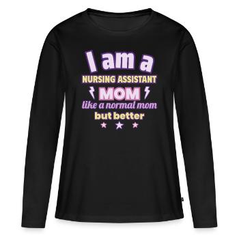 Nursing Mom, Mother's Day Gift, Health - Women's Premium Organic Long Sleeve Shirt - black - Front - Julia (174cm)