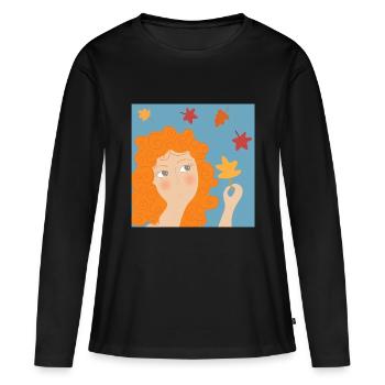 Automne - T-shirt manches longues Premium bio Femme - noir - Devant - Julia (174cm)