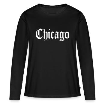 Chicago - T-shirt manches longues Premium bio Femme - noir - Devant - Julia (174cm)