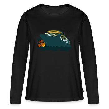 Croisière, Bateau De Croisière, Croisière - T-shirt manches longues Premium bio Femme - noir - Devant - Julia (174cm)