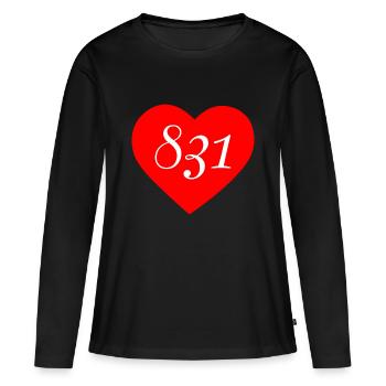 831 Herz1 - Frauen Premium Bio Langarmshirt - Schwarz - Vorne - Julia (174cm)