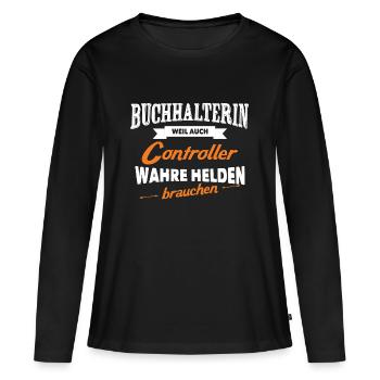 Buchhalterin die wahren Heldin - Buchhaltung - Frauen Premium Bio Langarmshirt - Schwarz - Vorne - Julia (174cm)