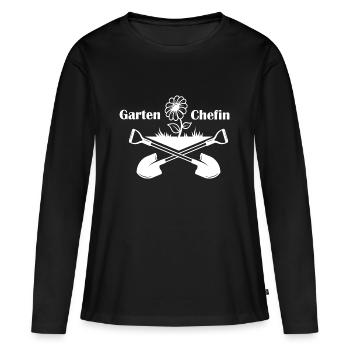 Garten Chefin Gärtner Gartenarbeit Hobby Garten - Frauen Premium Bio Langarmshirt - Schwarz - Vorne - Julia (174cm)