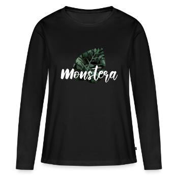 Monstera - Frauen Premium Bio Langarmshirt - Schwarz - Vorne - Julia (174cm)