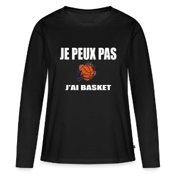 Je Peux Pas J'ai Basket - T-shirt manches longues Premium bio Femme - noir - Devant - Julia (174cm)