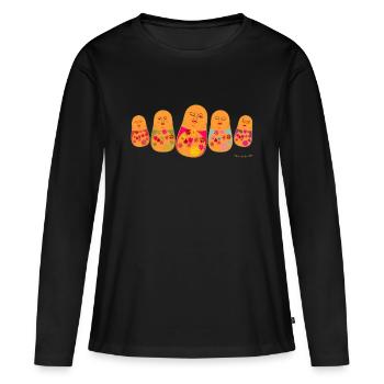 Vielfalt genießen Buddha - Frauen Premium Bio Langarmshirt - Schwarz - Vorne - Julia (174cm)