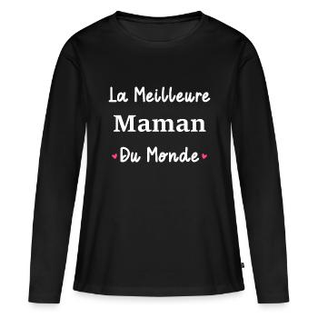 Meilleure maman - T-shirt manches longues Premium bio Femme - noir - Devant - Julia (174cm)