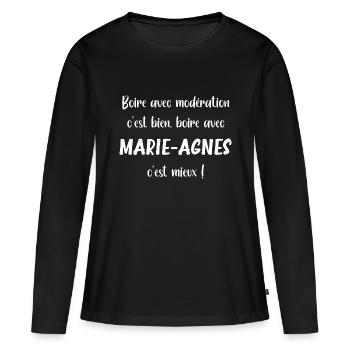 Marie agnes - T-shirt manches longues Premium bio Femme - noir - Devant - Julia (174cm)