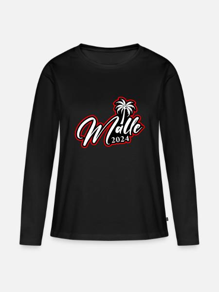 Malle 2024 Mallorca Palme - Frauen Premium Bio Langarmshirt - Schwarz