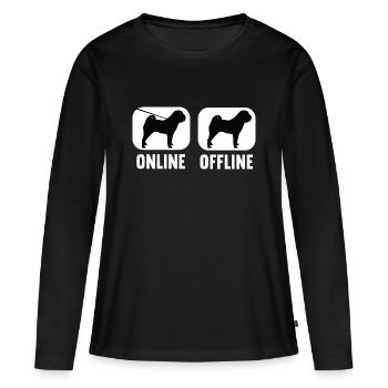 Online Offline Shar Pei Shar Pei Besitzer - Frauen Premium Bio Langarmshirt - Schwarz - Vorne - Julia (174cm)