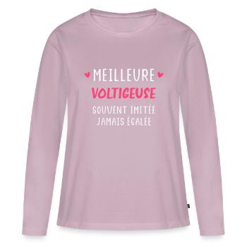 Souvent imitée Meilleure Voltigeuse - T-shirt manches longues Premium bio Femme - rose poudré - Devant - Julia (174cm)