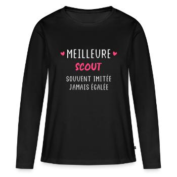 Souvent imitée Meilleure scout - T-shirt manches longues Premium bio Femme - noir - Devant - Julia (174cm)