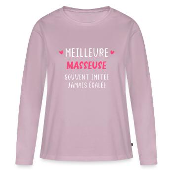 Souvent imitée Meilleure Masseuse - T-shirt manches longues Premium bio Femme - rose poudré - Devant - Julia (174cm)