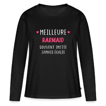 Souvent imitée Meilleure Barmaid - T-shirt manches longues Premium bio Femme - noir - Devant - Julia (174cm)