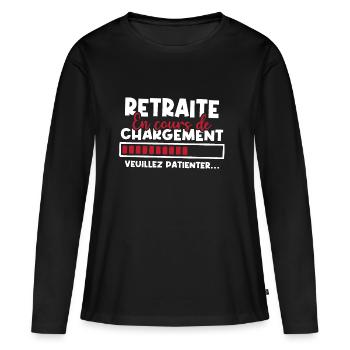 Retraite en cours de chargement - T-shirt manches longues Premium bio Femme - noir - Devant - Julia (174cm)