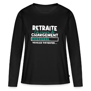 Retraite en cours de chargement - T-shirt manches longues Premium bio Femme - noir - Devant - Julia (174cm)