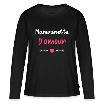 Mamounette d'amour - T-shirt manches longues Premium bio Femme - noir - Devant - Julia (174cm)