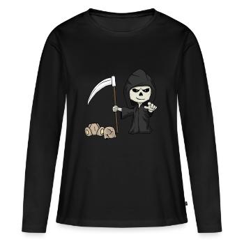 Petite faucheuse - T-shirt manches longues Premium bio Femme - noir - Devant - Julia (174cm)