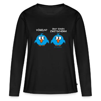FUN - Vögeln? Erst einen zwitschern! Sex Fun - - Frauen Premium Bio Langarmshirt - Schwarz - Vorne - Julia (174cm)