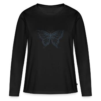 SCHMETTERLING blue, logo, ring grid - Women's Premium Organic Long Sleeve Shirt - black - Front - Julia (174cm)