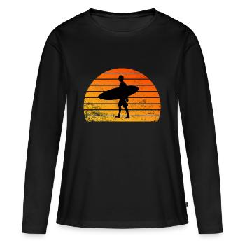 Surfing - T-shirt manches longues Premium bio Femme - noir - Devant - Julia (174cm)