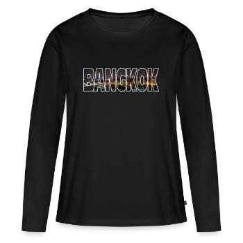 Bangkok - Frauen Premium Bio Langarmshirt - Schwarz - Vorne - Julia (174cm)