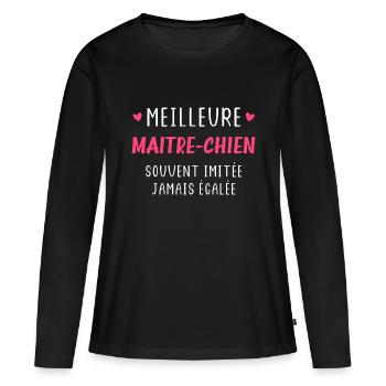 Maitre chien - T-shirt manches longues Premium bio Femme - noir - Devant - Julia (174cm)