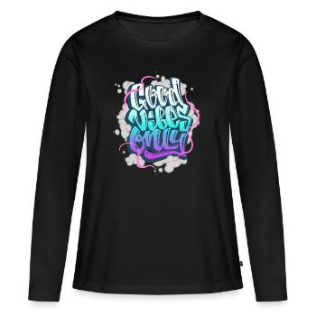 Paroles cool - T-shirt manches longues Premium bio Femme - noir - Devant - Julia (174cm)