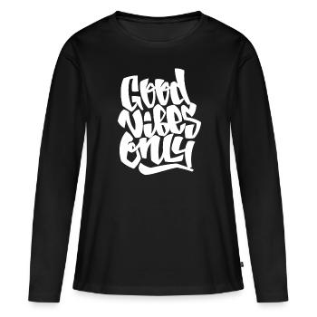 Paroles cool - T-shirt manches longues Premium bio Femme - noir - Devant - Julia (174cm)