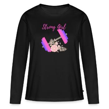 Strong Girl - T-shirt manches longues Premium bio Femme - noir - Devant - Julia (174cm)