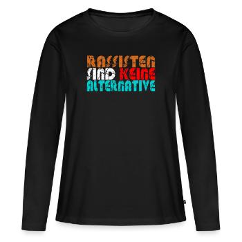 Alternative anti AFD contre la droite nazie - T-shirt manches longues Premium bio Femme - noir - Devant - Julia (174cm)