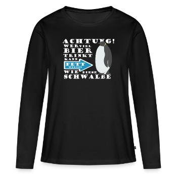 Quiconque boit beaucoup de bière grossit comme cette hirondelle - T-shirt manches longues Premium bio Femme - noir - Devant - Julia (174cm)