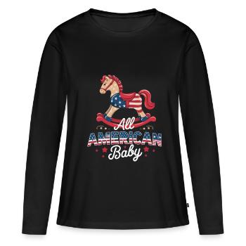 Conception de cheval à bascule pour bébé américain - T-shirt manches longues Premium bio Femme - noir - Devant - Julia (174cm)