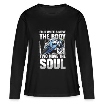 Quatre roues déplacent le corps, deux roues déplacent le - T-shirt manches longues Premium bio Femme - noir - Devant - Julia (174cm)