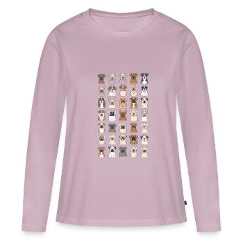 Portraits de bouledogues polyvalents pour les amoureux - T-shirt manches longues Premium bio Femme - rose poudré - Devant - Julia (174cm)