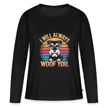 Je vais toujours aboyer après toi chien rétro - T-shirt manches longues Premium bio Femme - noir - Devant - Julia (174cm)
