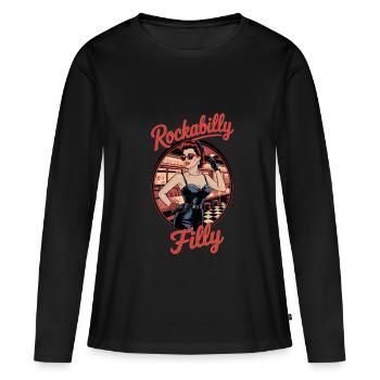 Rockabilly Filly Retro Vibes in the Diner - Women's Premium Organic Long Sleeve Shirt - black - Front - Julia (174cm)
