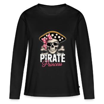 Piratenprinzessin Totenkopf Mit Schleife - Frauen Premium Bio Langarmshirt - Schwarz - Vorne - Julia (174cm)