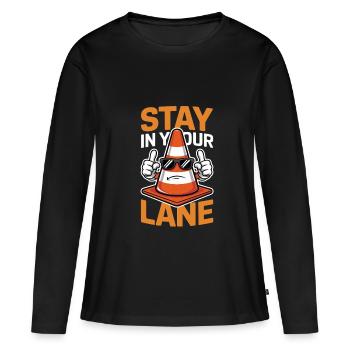 Restez dans votre voie Cône de circulation Humour - T-shirt manches longues Premium bio Femme - noir - Devant - Julia (174cm)