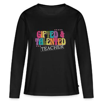 Citation d’humour de professeur doué et talentueux - T-shirt manches longues Premium bio Femme - noir - Devant - Julia (174cm)