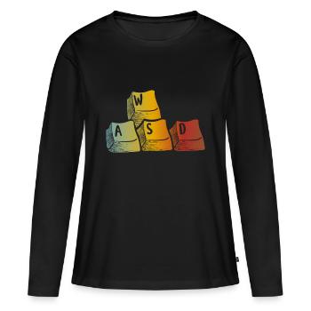 Jeux WASD - T-shirt manches longues Premium bio Femme - noir - Devant - Julia (174cm)