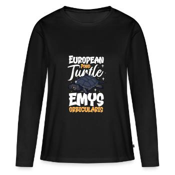 Tortue de l’étang - T-shirt manches longues Premium bio Femme - noir - Devant - Julia (174cm)