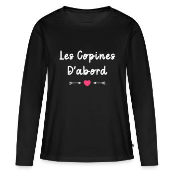 Les copines d'abord - T-shirt manches longues Premium bio Femme - noir - Devant - Julia (174cm)
