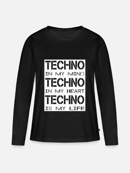 Techno - Techno music - Techno is my Life - Frauen Premium Bio Langarmshirt - Schwarz