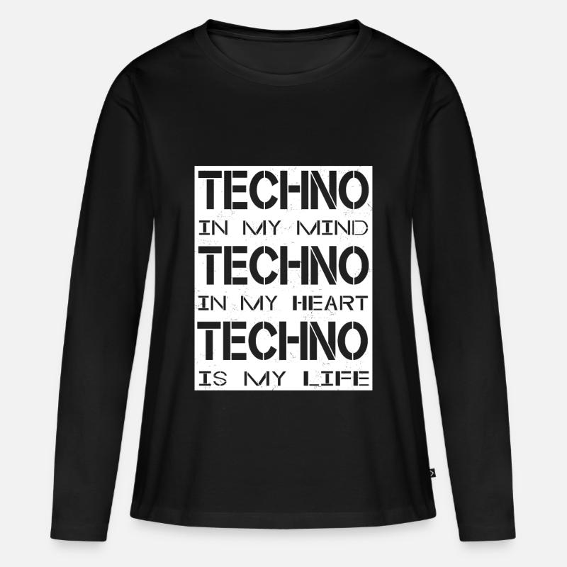 Techno - Techno music - Techno is my Life - Frauen Premium Bio Langarmshirt - Schwarz