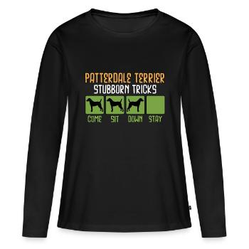 Patterdale Terrier Dictons drôle d’humour drôle - T-shirt manches longues Premium bio Femme - noir - Devant - Julia (174cm)