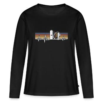 CAMÉRA DE SOL EN COURS D’EXÉCUTION POUR PHOTOGRAPHIE GRAND FORMAT HEARTBEAT - T-shirt manches longues Premium bio Femme - noir - Devant - Julia (174cm)