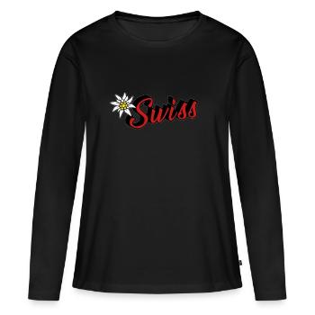 Suisse suisse - T-shirt manches longues Premium bio Femme - noir - Devant - Julia (174cm)